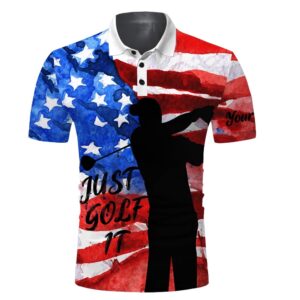 Men’s Patriotic Golf Polo Shirt American Flag…