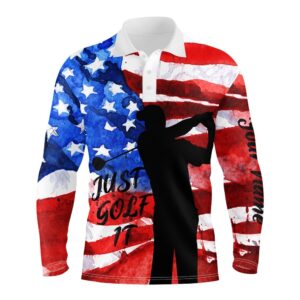 Men s Patriotic Golf Polo Shirt American Flag Just Golf It Custom Name Unique Gifts For Golf Lovers Golf Polo Shirt Golf Shirts 2 tfwic9.jpg