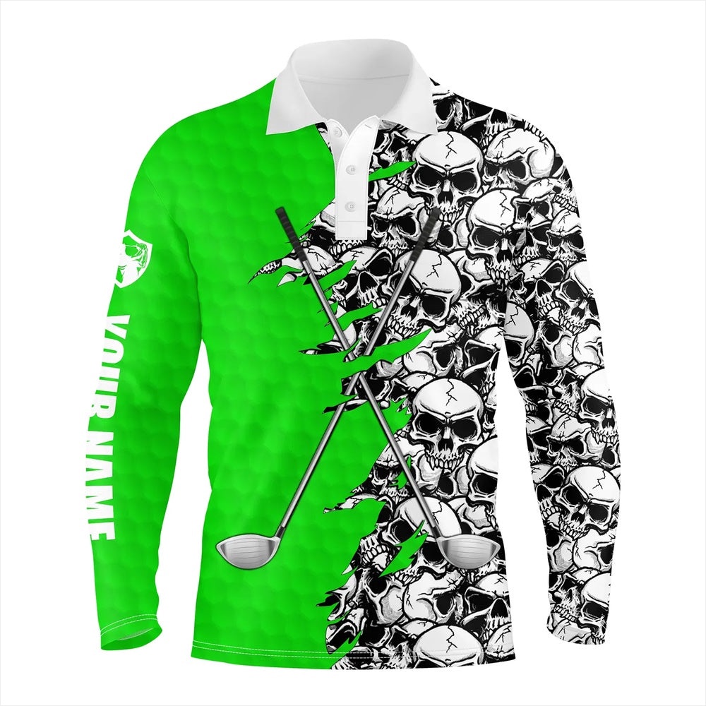 Men’s Short Long Sleeve Golf Tops Polo Green Pattern Skull Golf Clubs Custom Golf Performance Shirts, Golf Polo Shirt, Golf Shirts Men’s Short Long Sleeve Golf Tops Polo Green Pattern Skull Golf Clubs Custom Golf Performance Shirts, Golf Polo Shirt, Golf Shirts
