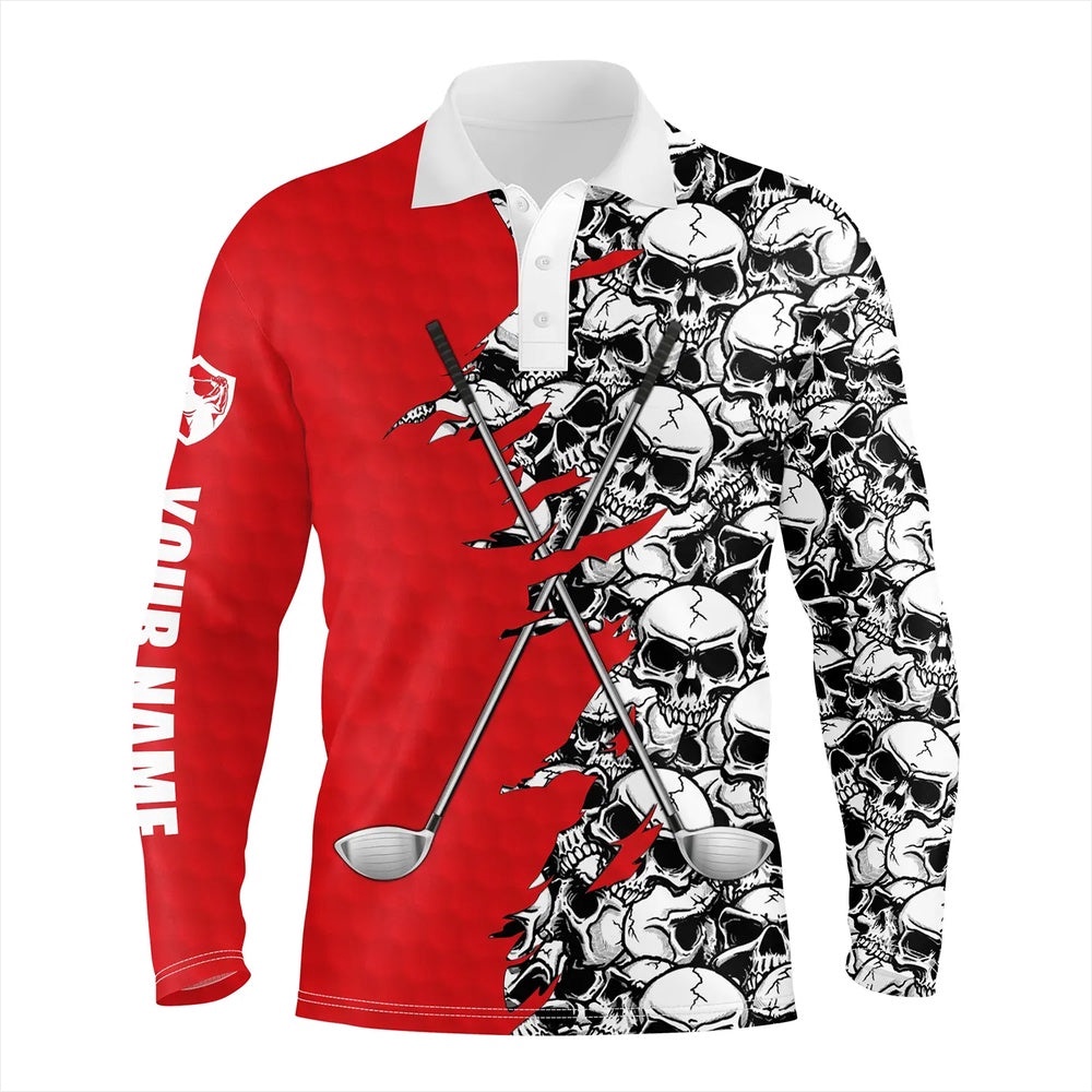 Men’s Short Long Sleeve Golf Tops Polo Red Pattern Skull Golf Clubs Custom Golf Performance Shirts, Golf Polo Shirt, Golf Shirts Men’s Short Long Sleeve Golf Tops Polo Red Pattern Skull Golf Clubs Custom Golf Performance Shirts, Golf Polo Shirt, Golf Shirts