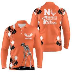 Men s Skull Golf Polo Shirt Argyle Pattern Orange Golf Shirts For Men s Halloween Golf Gifts Golf Polo Shirt Golf Shirts 2 b7pf6d.jpg