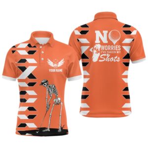 Men’s Skull Golf Polo Shirts Personalized Orange…