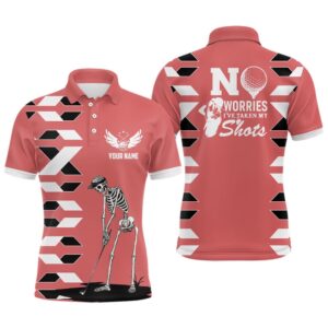 Men’s Skull Golf Polo Shirts Personalized Pink…