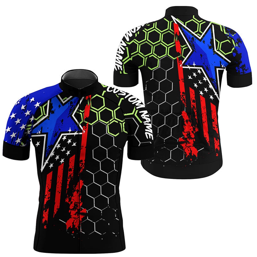 Mens American Cycling Jersey With 3 Pockets Custom Name Usa Bike Shirts Bicycle Clothes, Custom Mono Cycling Jersey