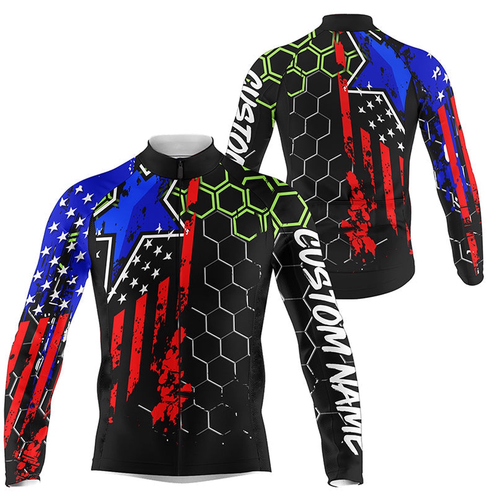 Mens American Cycling Jersey With 3 Pockets Custom Name Usa Bike Shirts Bicycle Clothes, Custom Mono Cycling Jersey
