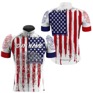 Mens American Flag Cycling Jersey With 3…