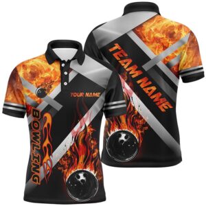 Mens Bowling Polo Shirts Custom Black Bowling…