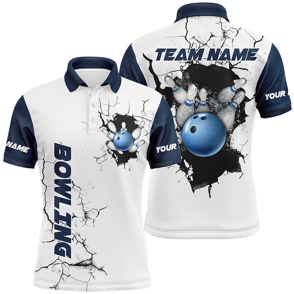 Mens Bowling Polo Shirts Custom Bowling Ball And Pins Team League Polo Shirt, Gifts For Bowlers Blue, Personalized Bowling Team Shirt Mens Bowling Polo Shirts Custom Bowling Ball And Pins Team League Polo Shirt, Gifts For Bowlers Blue, Personalized Bowling Team Shirt