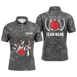 Mens Bowling Polo Shirts Custom Christmas Retro…