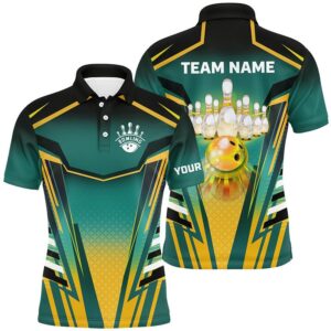 Mens Bowling Polo Shirts Custom Green And…