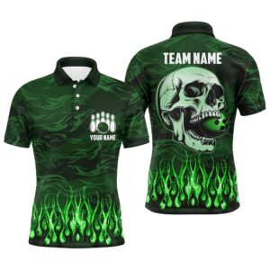 Mens Bowling Polo Shirts Custom Green Camo…