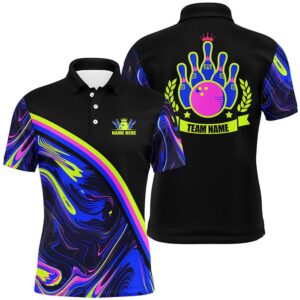 Mens Bowling Polo Shirts Custom Green Purple…