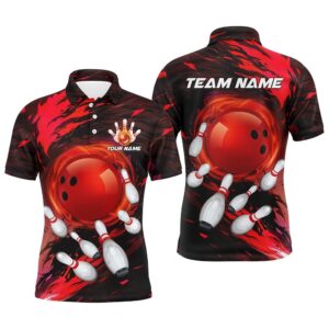 Mens Bowling Polo Shirts Custom Red Light…