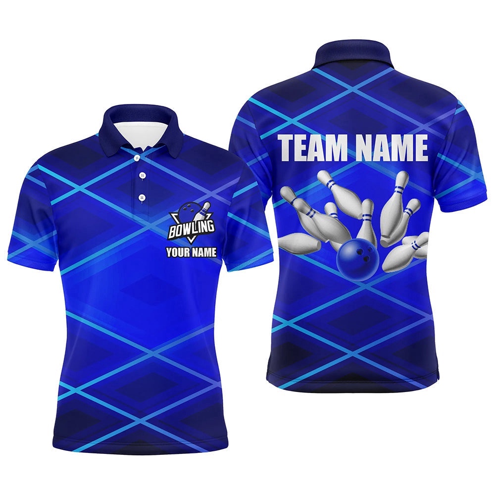 Mens Bowling Polo, Zip Shirt Custom Neon Blue Bowling Team League Polo Shirt, Gifts For Bowlers, Personalized Bowling Team Shirt Mens Bowling Polo, Zip Shirt Custom Neon Blue Bowling Team League Polo Shirt, Gifts For Bowlers, Personalized Bowling Team Shirt