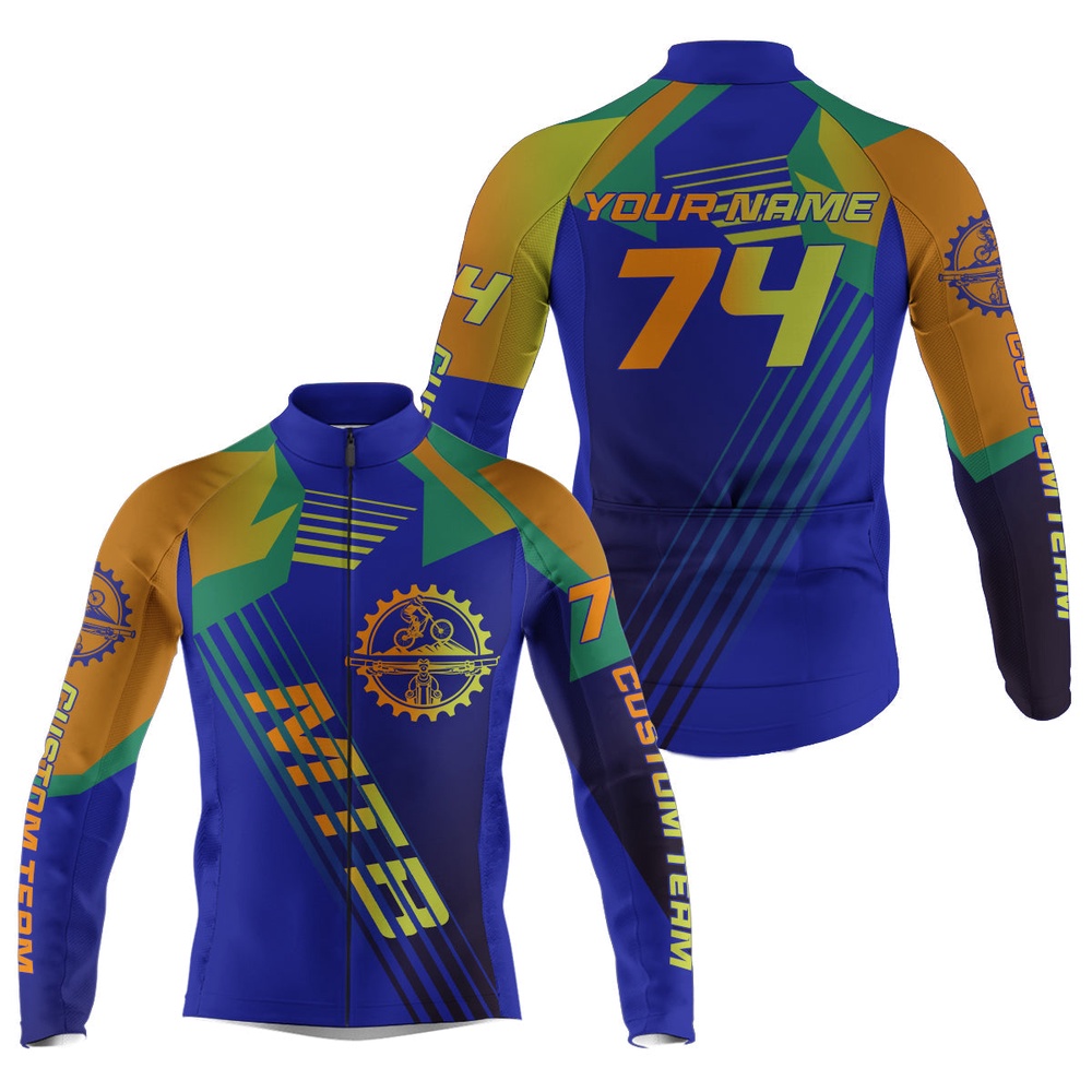 Mens Long Short Sleeve Mountain Bike Cycling Jersey With Pockets Cycle Gear Bicycling Shirt, Custom Mono Cycling Jersey