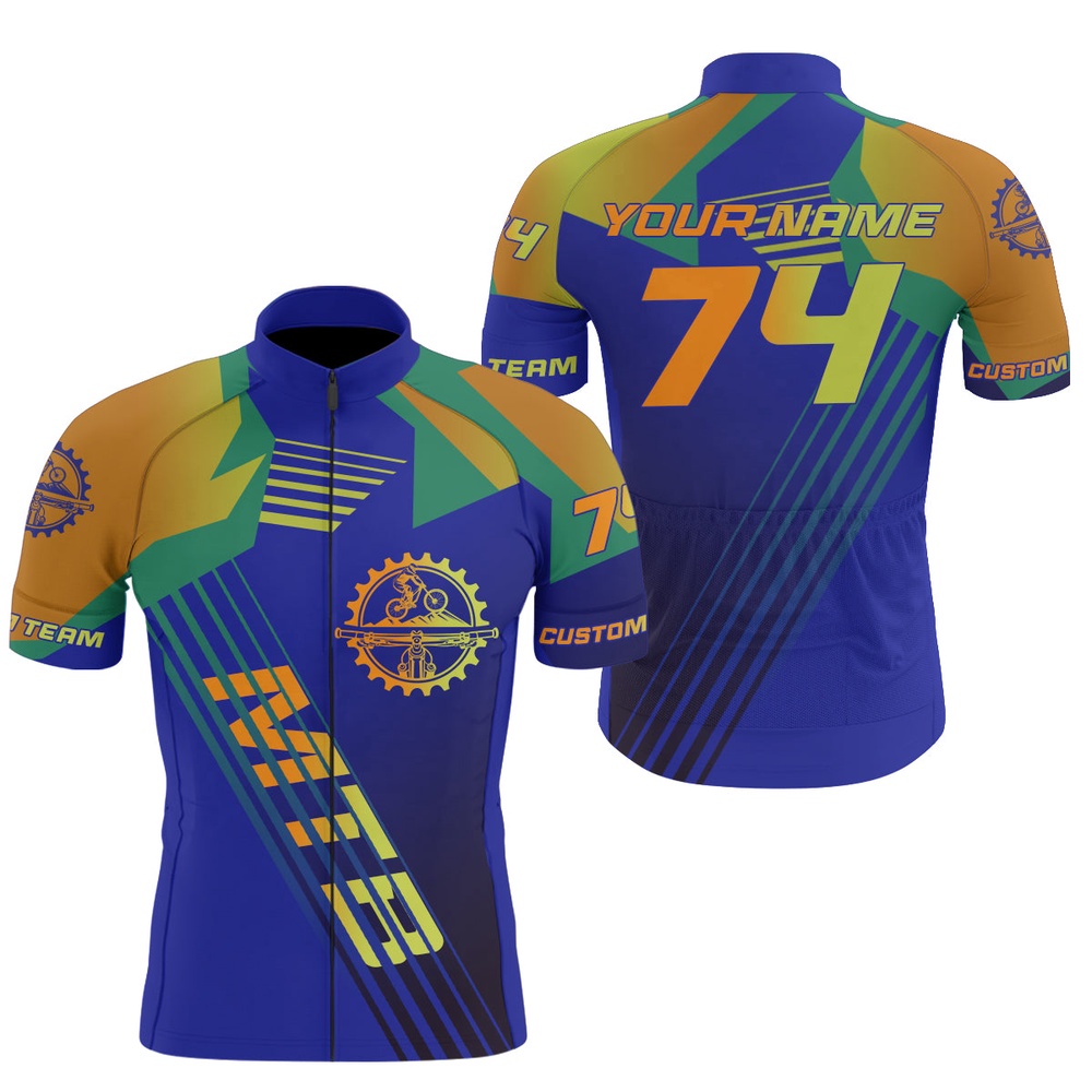 Mens Long Short Sleeve Mountain Bike Cycling Jersey With Pockets Cycle Gear Bicycling Shirt, Custom Mono Cycling Jersey