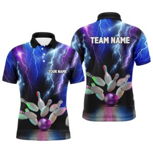 Mens Polo Bowling Shirts Colorful Lightning Thunder…