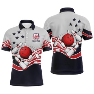 Mens Polo Bowling Shirts Custom American Flag…