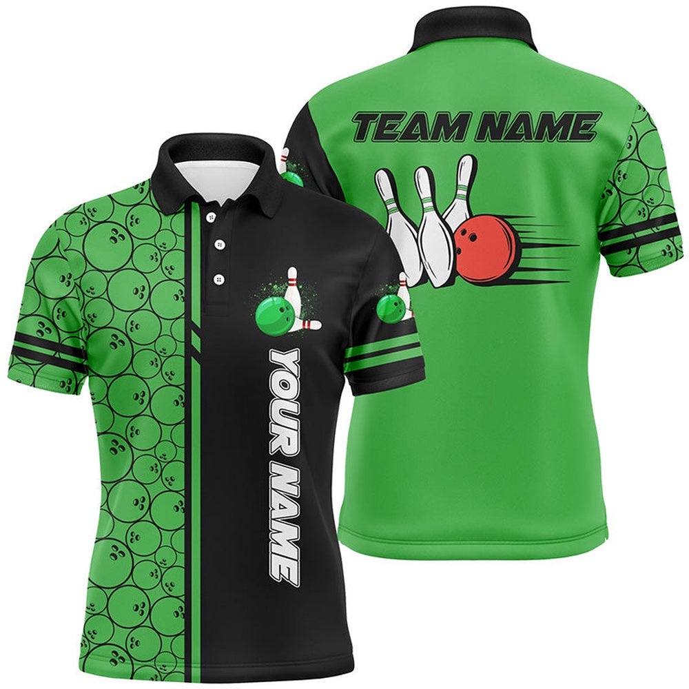 Mens Polo Bowling Shirts Custom Black And Green Camo Vintage Bowling Shirts, Men Bowling Polo Shirt, Personalized Bowling Team Shirt Mens Polo Bowling Shirts Custom Black And Green Camo Vintage Bowling Shirts, Men Bowling Polo Shirt, Personalized Bowling Team Shirt