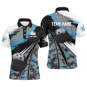 Mens Polo Bowling Shirts Custom Black Ball…