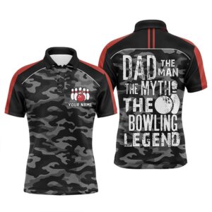 Mens Polo Bowling Shirts Custom Black Camo…