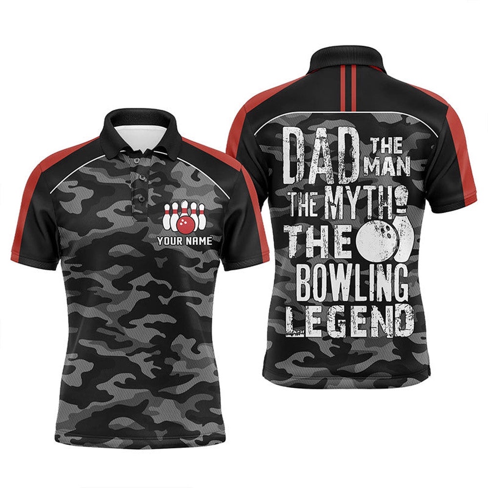 Mens Polo Bowling Shirts Custom Black Camo Bowling Team Polo Shirt Dad The Man The Myth Bowling Legend, Personalized Bowling Team Shirt Mens Polo Bowling Shirts Custom Black Camo Bowling Team Polo Shirt Dad The Man The Myth Bowling Legend, Personalized Bowling Team Shirt