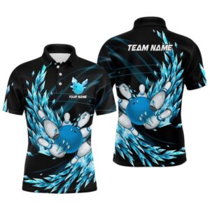 Mens Polo Bowling Shirts Custom Blue Icy…