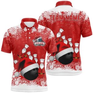 Mens Polo Bowling Shirts Custom Christmas Snowflake…