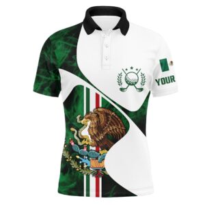 Mexican Flag Men’s Golf Polo Shirts Custom…