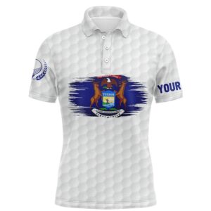 Michigan Flag White Golf Ball Pattern Men’s…