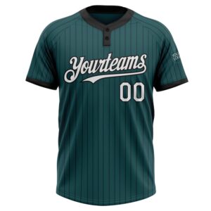 Midnight Green Black Pinstripe White Two Button Unisex Softball Jersey Custom Team Softball Jersey 2 jtcvhs.jpg