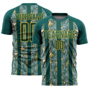 Midnight Green Gold Flowers Sublimation Soccer Uniform…