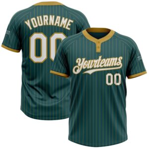 Midnight Green Old Gold Pinstripe White Two…