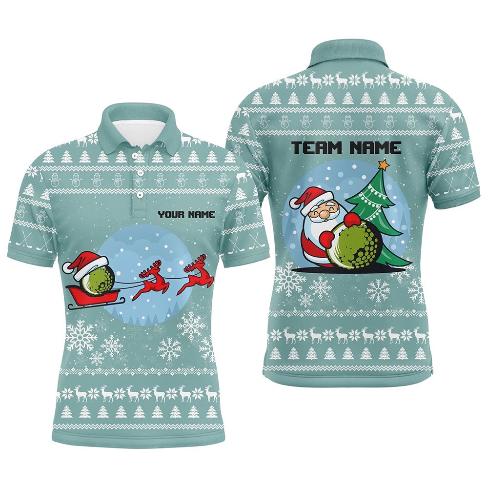 Mint Christmas Men’s Golf Polo Shirts With Reindeer & Santa Custom Golf Tops For Men Golfing Gifts, Golf Polo Shirt, Golf Shirts Mint Christmas Men’s Golf Polo Shirts With Reindeer & Santa Custom Golf Tops For Men Golfing Gifts, Golf Polo Shirt, Golf Shirts