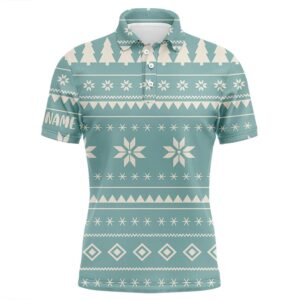 Mint Christmas Pattern With Tree Snowflakes Men’s…