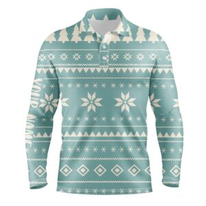 Mint Christmas Pattern With Tree Snowflakes Men s Golf Polo Shirts Holiday Winter Men Golf Tops Golf Polo Shirt Golf Shirts 2 akhutr.jpg