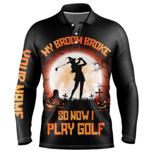 My Broom Broke So Now I Golf Orange Halloween Men s Polo Shirts Witch Scary Golf Gifts For Men Golf Polo Shirt Golf Shirts 2 r2i7lk.jpg