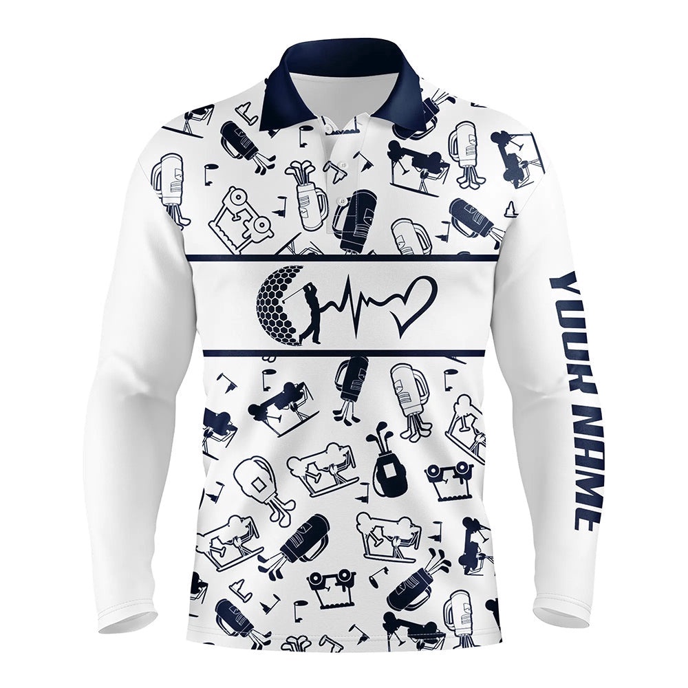Navy And White Men’s Love Golf Polo Shirts Funny Golf Heartbeat Tops For Men, Cool Golf Gifts, Golf Polo Shirt, Golf Shirts Navy And White Men’s Love Golf Polo Shirts Funny Golf Heartbeat Tops For Men, Cool Golf Gifts, Golf Polo Shirt, Golf Shirts