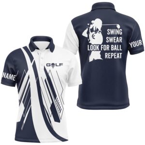 Navy Blue And White Men’s Golf Polo…