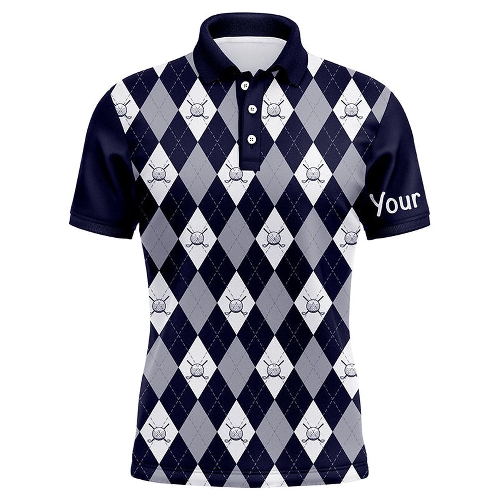 Navy Blue Argyle Plaid Pattern Men’s Golf Polo Shirts Custom Golf Attire For Men, Men’s Golf Apparel, Golf Polo Shirt, Golf Shirts Navy Blue Argyle Plaid Pattern Men’s Golf Polo Shirts Custom Golf Attire For Men, Men’s Golf Apparel, Golf Polo Shirt, Golf Shirts