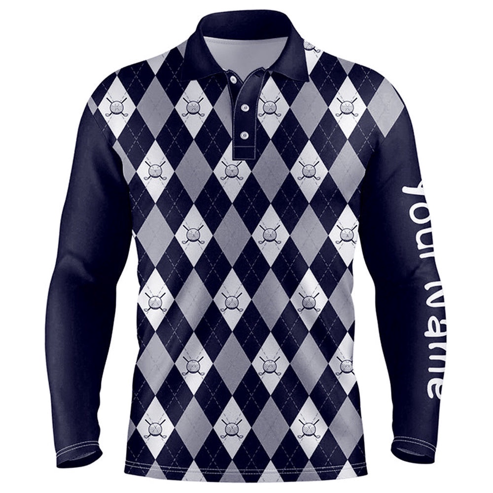 Navy Blue Argyle Plaid Pattern Men’s Golf Polo Shirts Custom Golf Attire For Men, Men’s Golf Apparel, Golf Polo Shirt, Golf Shirts Navy Blue Argyle Plaid Pattern Men’s Golf Polo Shirts Custom Golf Attire For Men, Men’s Golf Apparel, Golf Polo Shirt, Golf Shirts