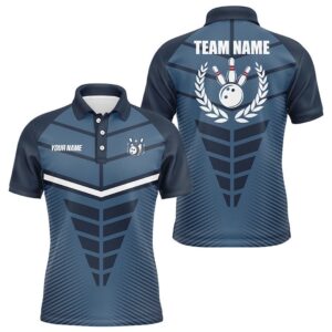Navy Blue Bowling Team League Polo Shirt…