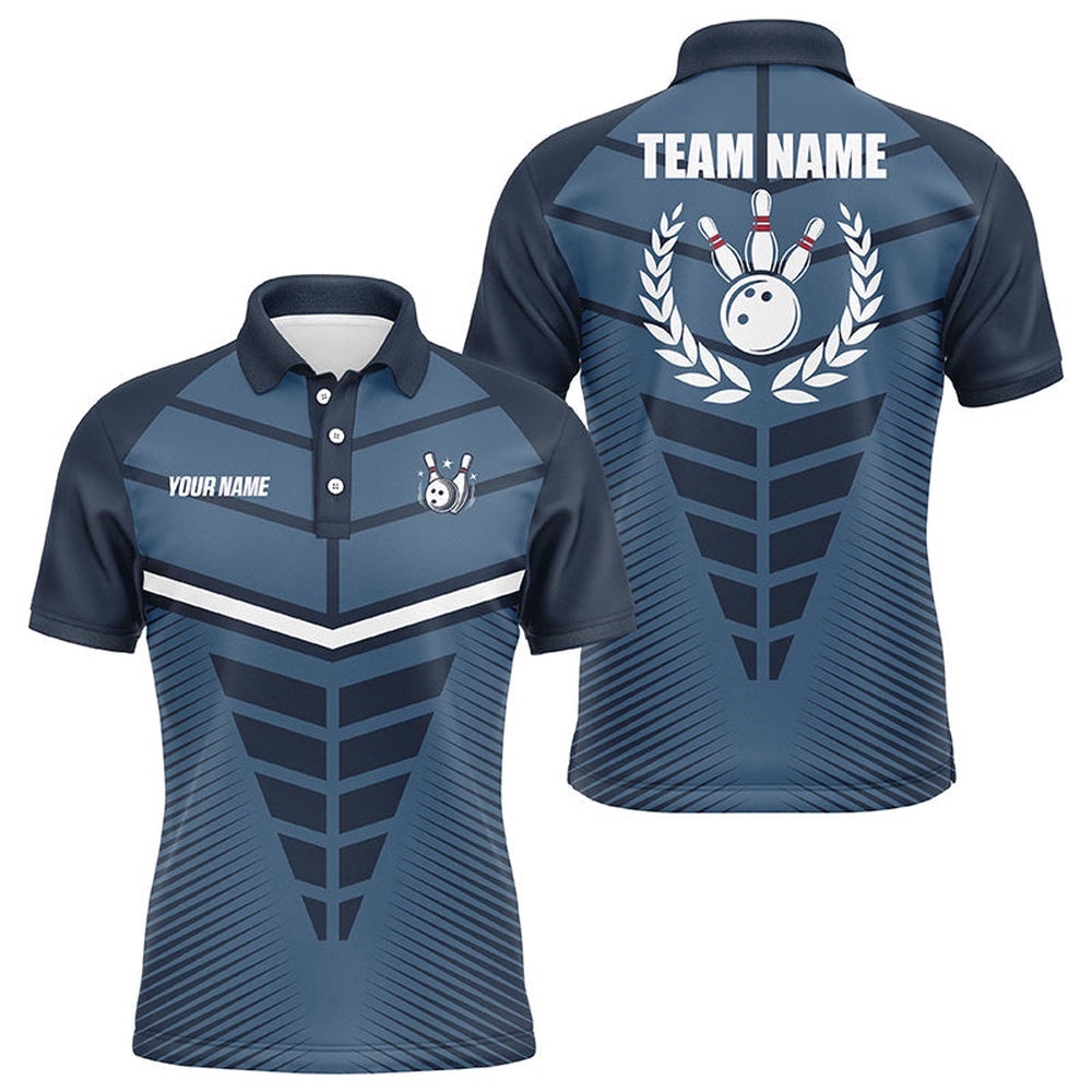 Navy Blue Bowling Team League Polo Shirt Custom Men Bowling Polo Shirt, Gifts For Bowling Team, Personalized Bowling Team Shirt Navy Blue Bowling Team League Polo Shirt Custom Men Bowling Polo Shirt, Gifts For Bowling Team, Personalized Bowling Team Shirt