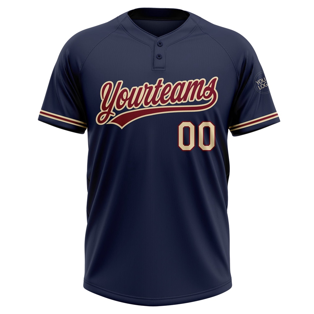 Navy City Cream Crimson Two Button Unisex Softball Jersey, Custom Team Softball Jersey Navy City Cream Crimson Two Button Unisex Softball Jersey, Custom Team Softball Jersey