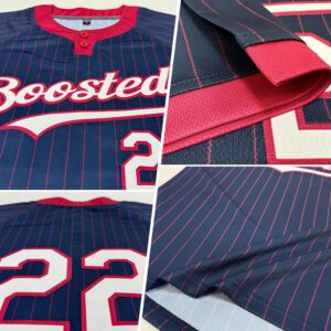 Navy Crimson Pinstripe White Two Button Unisex Softball Jersey Custom Team Softball Jersey 2 ld9wnc.jpg