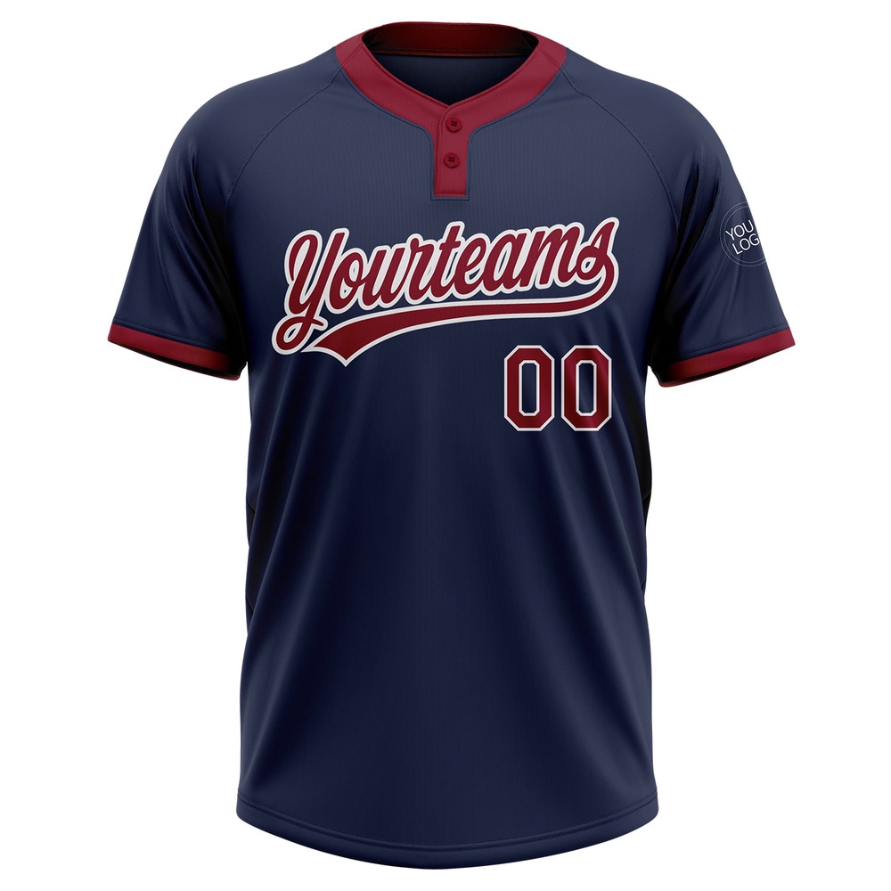 Navy Crimson White Two Button Unisex Softball Jersey, Custom Team Softball Jersey Navy Crimson White Two Button Unisex Softball Jersey, Custom Team Softball Jersey