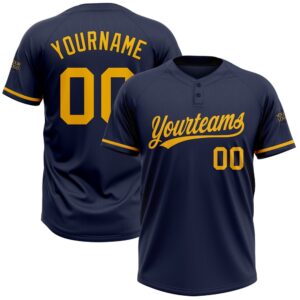Navy Gold Two Button Unisex Softball Jersey,…