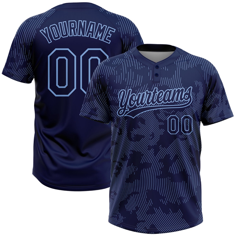 Navy Light Blue 3D Pattern Curve Lines Two Button Unisex Softball Jersey, Custom Team Softball Jersey Navy Light Blue 3D Pattern Curve Lines Two Button Unisex Softball Jersey, Custom Team Softball Jersey