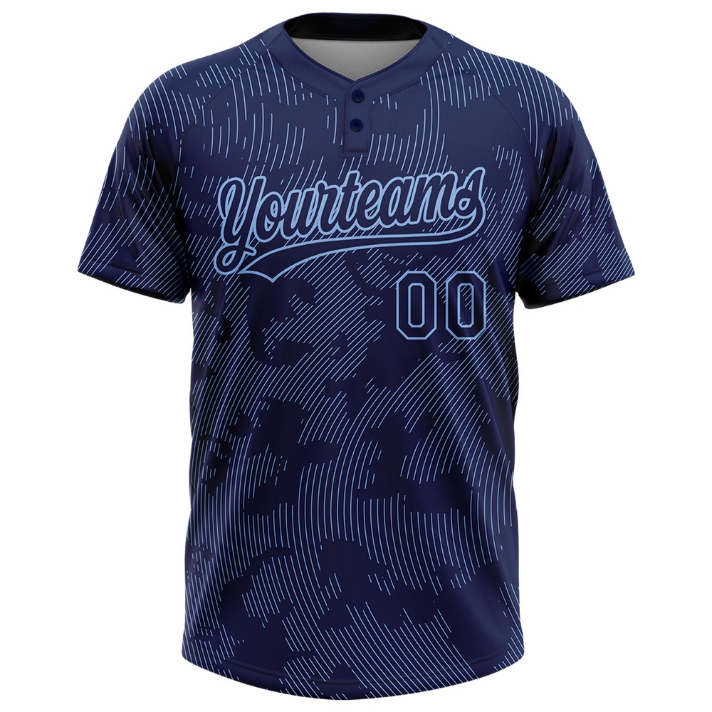 Navy Light Blue 3D Pattern Curve Lines Two Button Unisex Softball Jersey, Custom Team Softball Jersey Navy Light Blue 3D Pattern Curve Lines Two Button Unisex Softball Jersey, Custom Team Softball Jersey