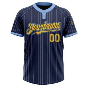 Navy Light Blue Pinstripe Yellow Two Button Unisex Softball Jersey Custom Team Softball Jersey 2 optf1b.jpg